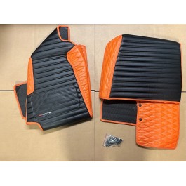 New - F1Mats / X1Mats Premium Hybrid Stitch Floor / Transmission Tunnel Mats for the Polaris Slingshot (Set of 2) Orange w/ Orange Stitch 