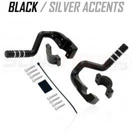 Adjustable Bolt-On Highway Foot Pegs for the Can-Am Ryker (Set of 2) Black with Silver Accents