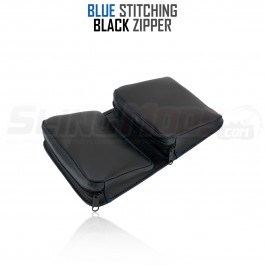 Kaliber Marine Vinyl Dual Pocket Dashboard Storage Pouch for the Polaris Slingshot (Single) Blue Stitching / Black Zipper
