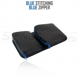 Kaliber Marine Vinyl Dual Pocket Dashboard Storage Pouch for the Polaris Slingshot (Single) Blue Stitching / Blue Zipper