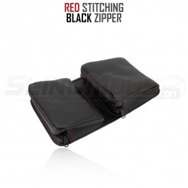 Kaliber Marine Vinyl Dual Pocket Dashboard Storage Pouch for the Polaris Slingshot (Single) Red Stitching / Black Zipper