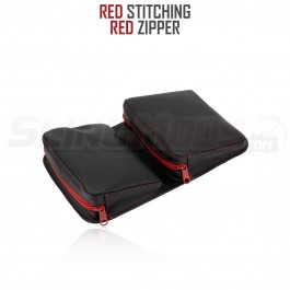Kaliber Marine Vinyl Dual Pocket Dashboard Storage Pouch for the Polaris Slingshot (Single) Red Stitching / Red Zipper